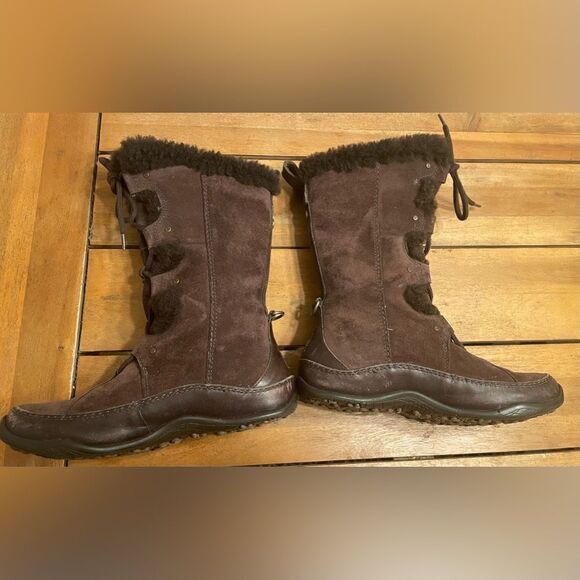 Northface Abby III brown suede leather shearling women’s boots size 7 - Picture 6 of 10